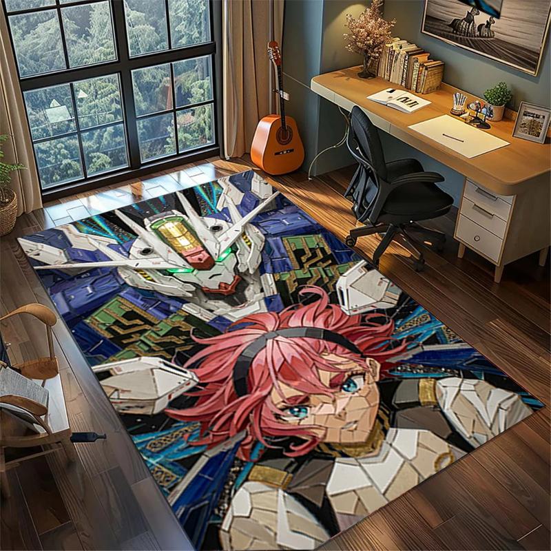 Gundam Area Rug Non Slip Washable Large Carpet Bedroom Gamer Room Decor