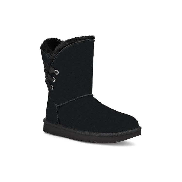 UGG Constantine Satin Ribbon V-Cut Mid-Calf Snow Boots Women Boots Black 1125811-BLK