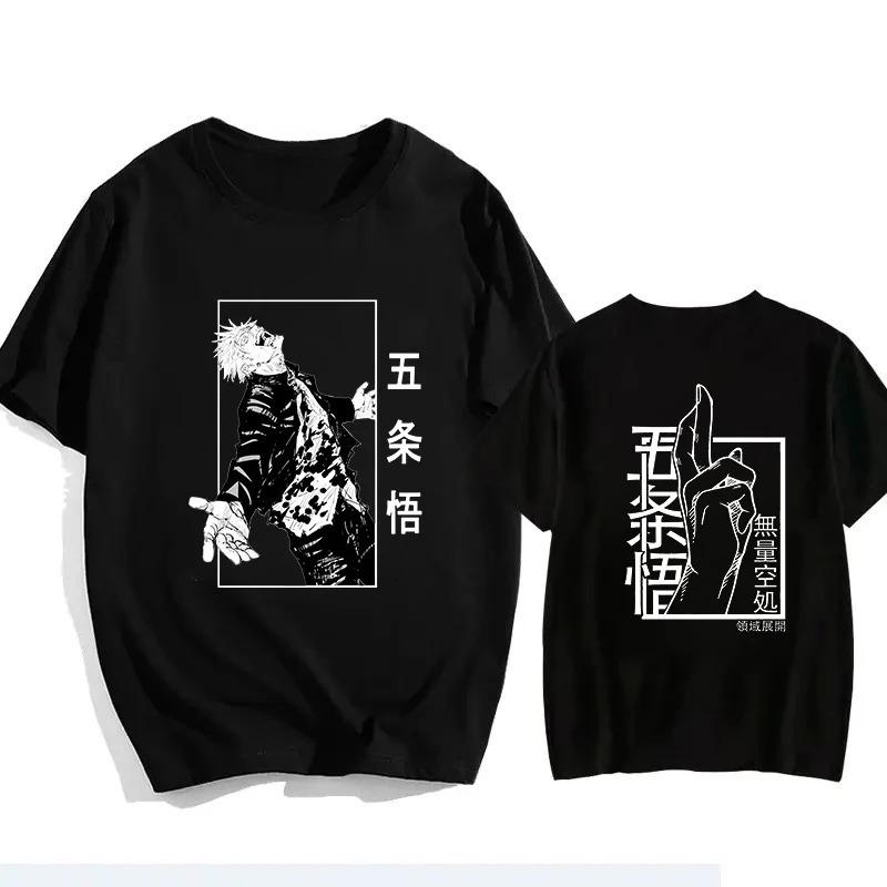 Хлопковая футболка унисекс Satoru Gojo из Jujutsu Kaisen 2026 Лето Аниме Принт Свободный Повседневный Родитель-ребенок С коротким рукавом Верх
