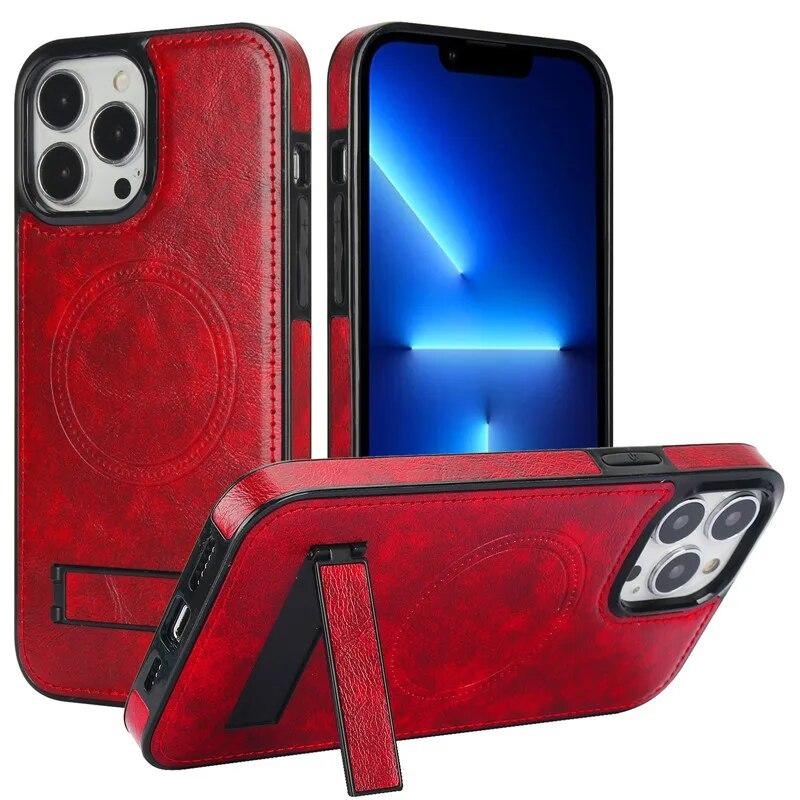 Кожаный чехол для телефона с беспроводной зарядкой для iPhone 15 Pro Max 14 Plus 13 Mini 12 11 X XS XR для Samsung Galaxy S24 Ultra S23 S23 FE S22 с откидной крышкой-держателем