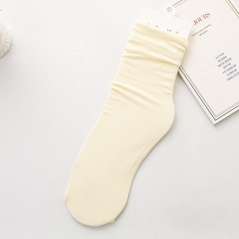 Velvet socks for girls, new summer style, thin ice silk socks, solid color mid-calf socks, dopamine socks