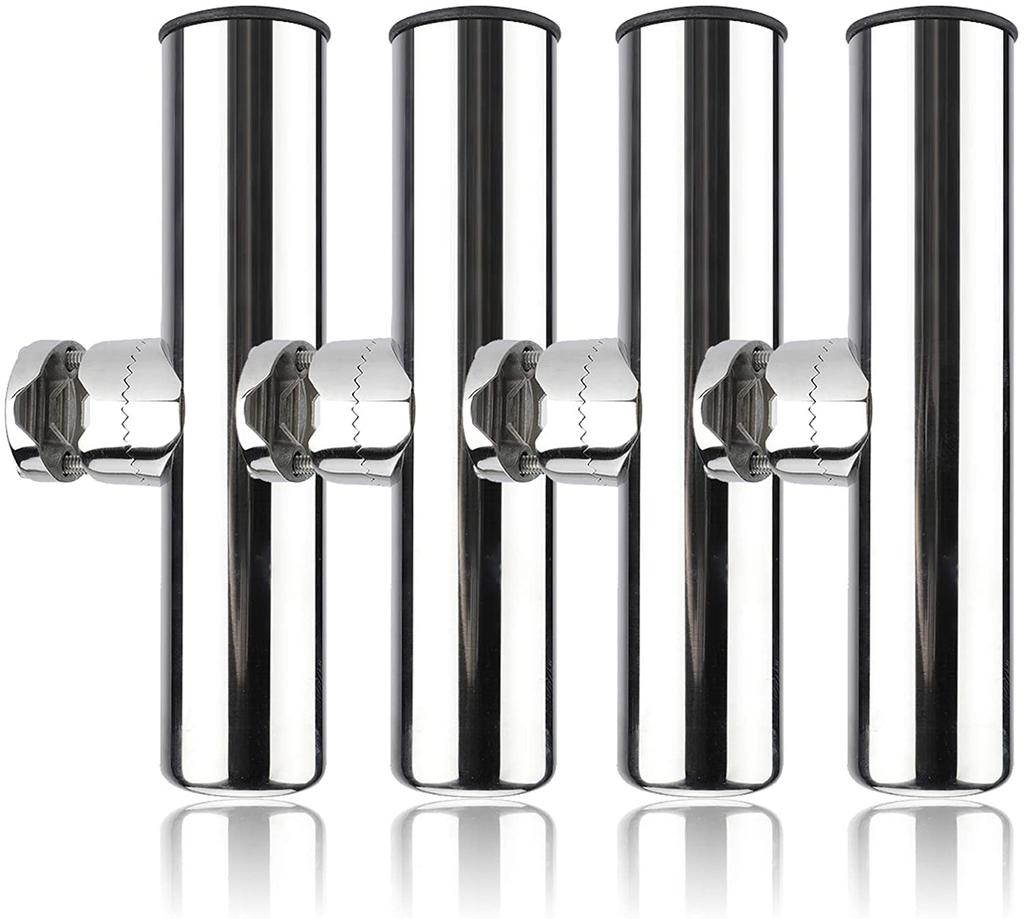 Amarine-made Stainless Steel Boat Rod Holder, Clamp-On Rod Holder, Set of 4, Adjustable Angle, Includes Hex Wrench (22-25mm / 7/8-1 Inch, 4 Pieces)
