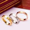 Fashion Trendy Stainless Steel Rose Gold Color Love Ring for Women Unisex Girls Men Couple Crystal Rings Luxury Creative Jewelry Wedding Ring Gift