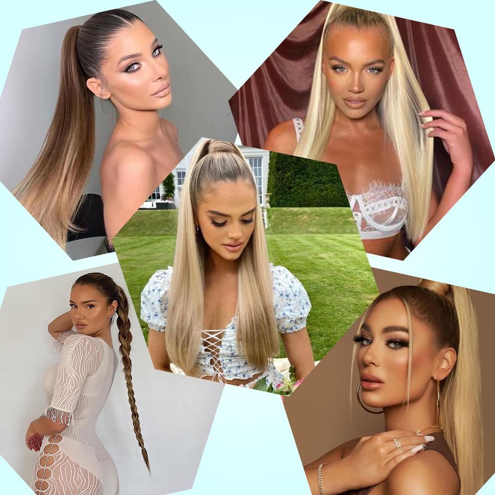 MERISIHAIR 22 34 дюйма синтетические прямые волосы для наращивания хвоста натуральный галстук-бабочка шиньон конский хвост наращивание волос для женщин