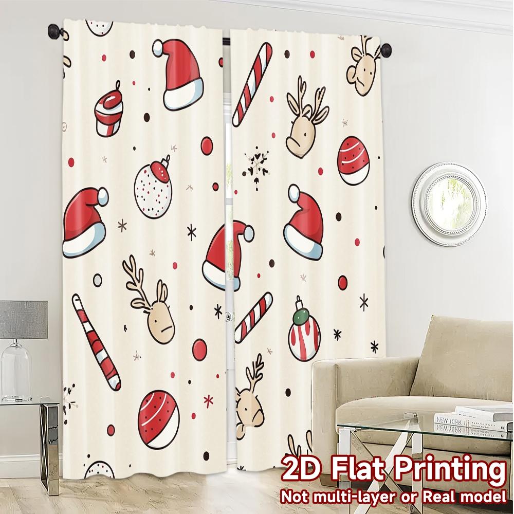 2pcs,Curtains Christmas Cute Festive Gifts (3) Popular Curtains&Drapes 100% Polyester Curtains Festive Ldeal for Living Room,