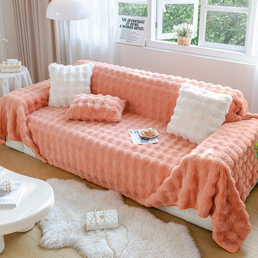 Бархатная ткань для дивана с кроликом, зимний плюшевый противоскользящий чехол для дивана, новое одеяло для подушки с кошачьими царапинами.