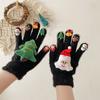 Knitted Christmas Gloves Thicken Five Finger Gloves Cute Warm Gloves  Outdoor Activities