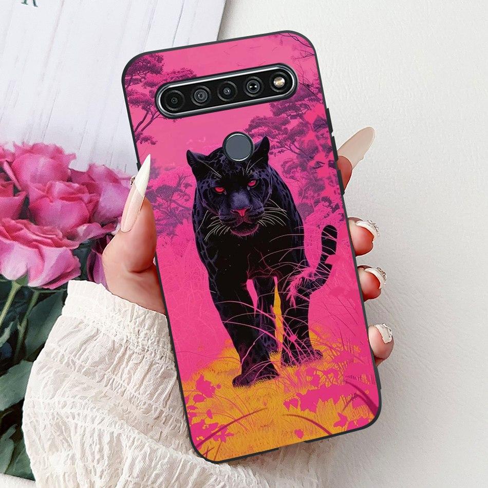 Для LG K41S K51S 2020 Элегантный Чехол для Телефона с Цветочным Котом, Для LG K41S K51S LM-K410 LM-K510 Черный Силиконовый Мягкий Чехол