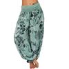 Women Casual Plus Size Print Elastic Waist Straight Loose Haren Long Pants