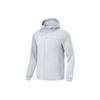 Li Ning Fitness Series Letter Print Simple Outdoor Running High Stretch Hooded Cardigan Hooded Hoody Hoody Mist-Gray AWDU067-5