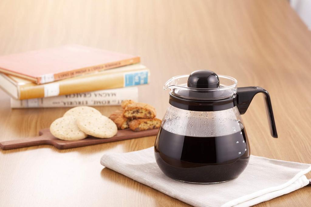 iwaki Heat-Resistant Glass Coffee Drip Pot, Microwave-Safe, Black, 1L, Coffee 1000, KT7966-BK2