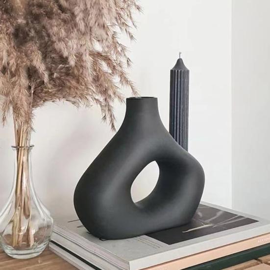 Lightweight Flower Vase Modern Abstract Ceramic Vase, Decorative for Dried and Artificial Flowers, Minimalist Holder Living Room Table Centerpiece