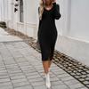 Женские осенне-зимние сексуальные облегающие платья-свитера с V-образным вырезом и разрезом