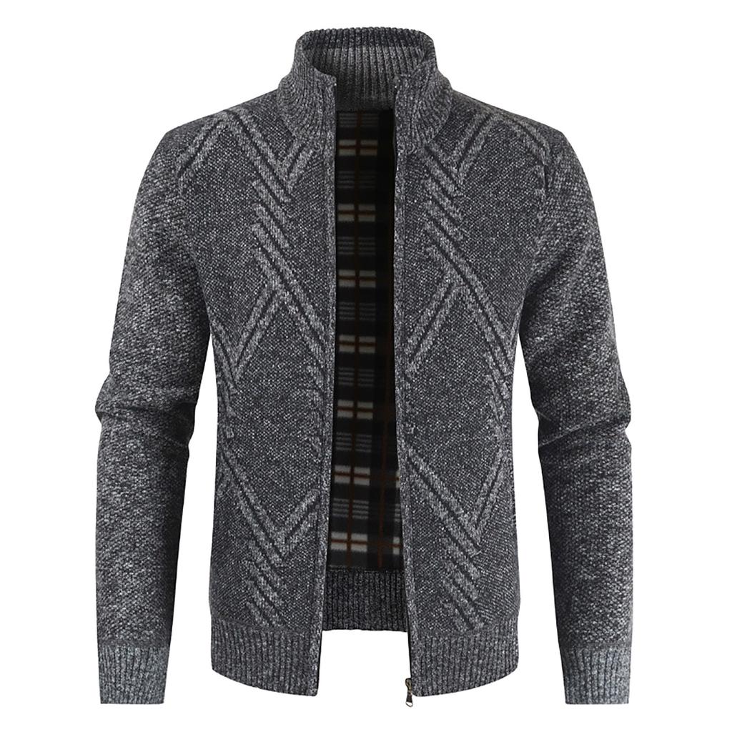 Men's Casual Winter Zipper Sweater Stand Collar Cardigan Tops Sweater Blouse Coat