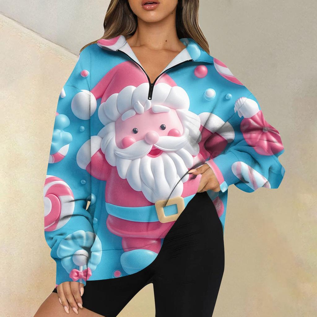 Женская повседневная мода с длинным рукавом и принтом, свободный свитшот на молнии