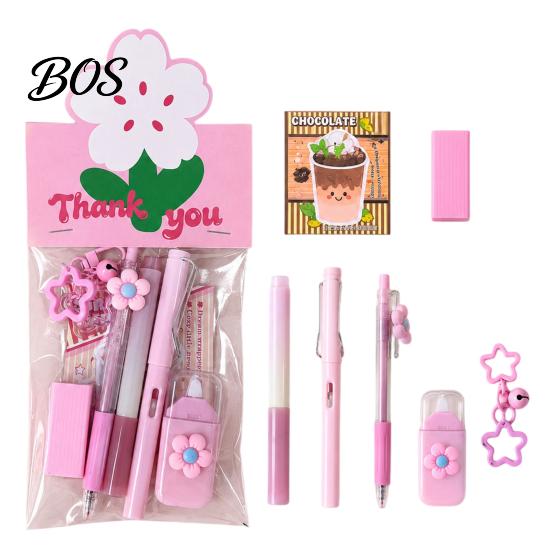 Stationery Gift Set for Girls Flower Set, Macaron Color Correction Tape And Smooth Lightweight Writing Gel Pens, Portable Homework Essentials Students