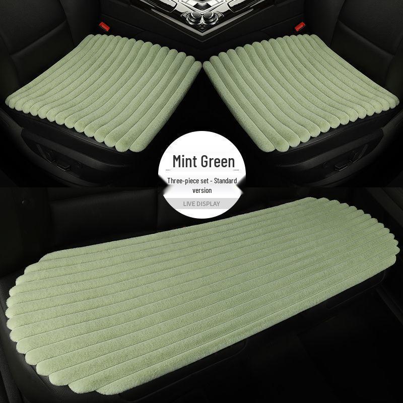 Универсальный Зимний Плюшевый Бамбуковый Набор Подушек для Автосиденья с Подогревом - Нескользящий, Утолщенный, Трехкомпонентный для Тепла и Комфорта