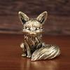 Brass Fox Statue Cute Fox Miniature Figurines Desk Ornament Decorations Accessories Copper Animal Sculpture Home Decor Crafts