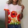 3D Colorful Flower Print T-shirt Women Summer Fashion Casual Short Sleeve T-shirt Women Retro Street T-shirt Plus Size Harajuku T-shirt