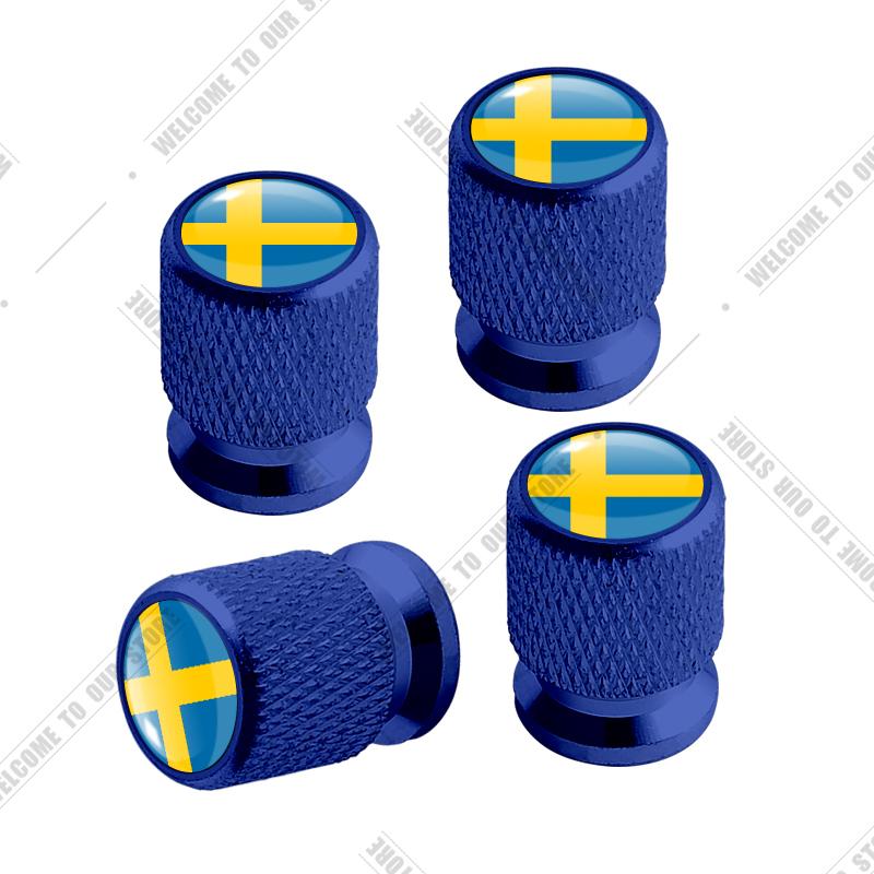 Car CNC Aluminum R Design Sweden Flag Emblem For Volvo XC40 V90 S60 S80 S90 XC60 XC90 4pcs Tire Valve Air Port Stem Cover Caps