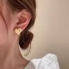 New Gold Color Brushed Heart-Shaped Earrings Women's Retro Metal Heart Shiny Light Luxury Exquisite Earrings Jewelry Party Gifts