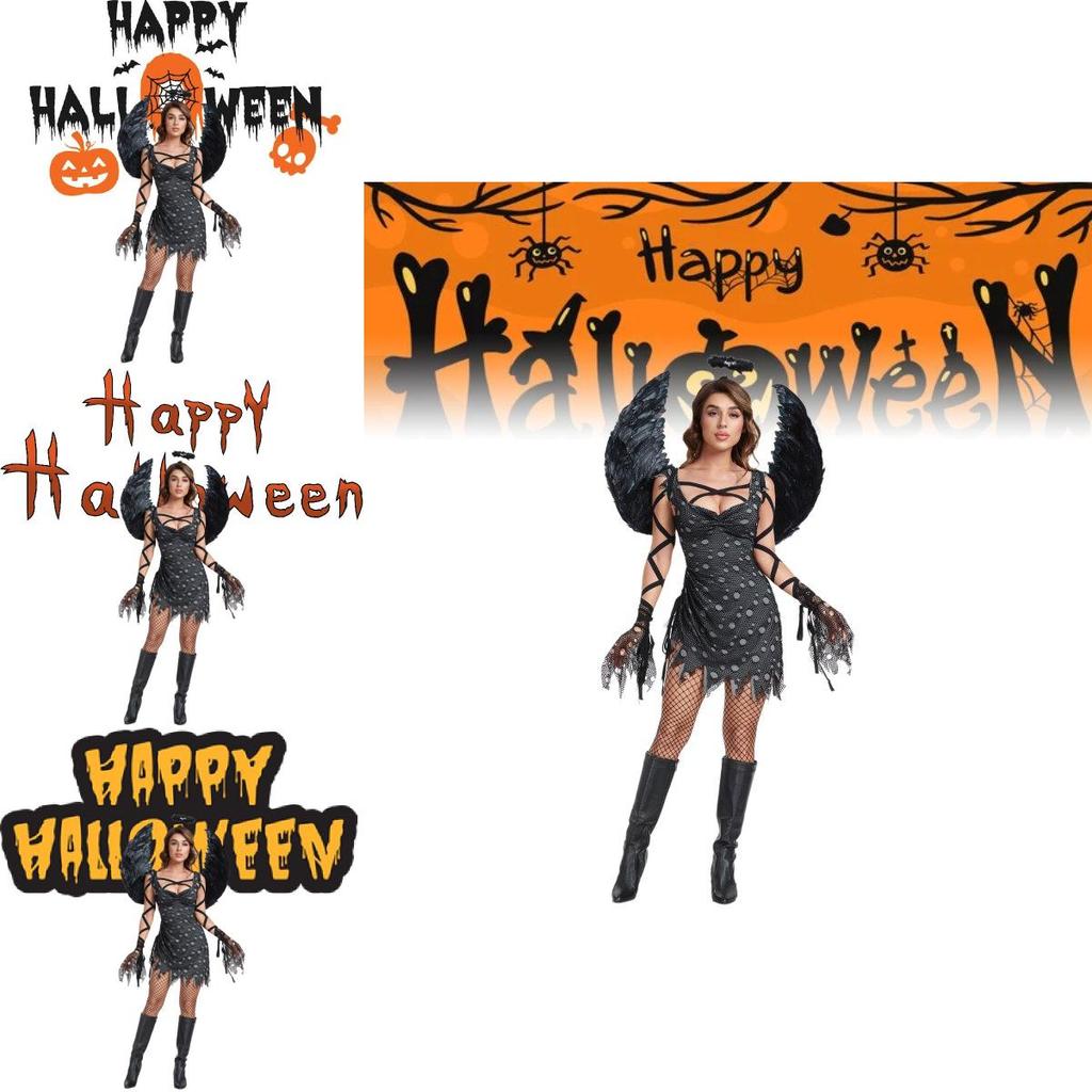 Потрясающий костюм зомби-вампира с крыльями ангела для женщин в стиле темного фэнтези