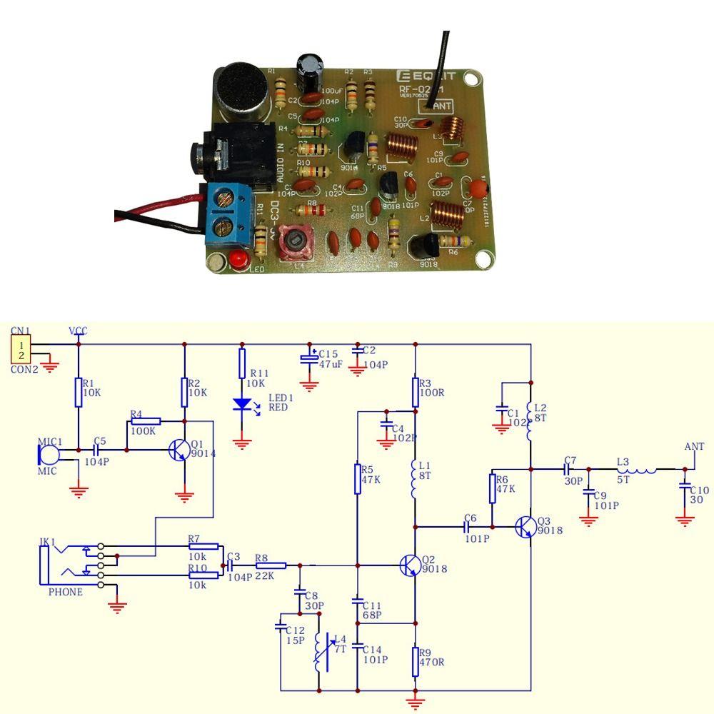 DC Soldering Practice Learning Microphone DIY Kit Adjustable FM Stereo Radio Module 88-108MHz