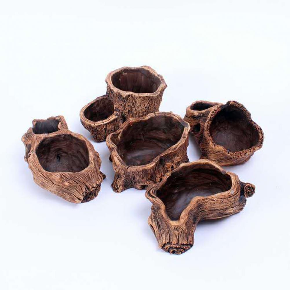 Durable Flower Pot Flowerpot for Succulents Rustic Tree Stump Cement Flowerpot Decorative Desktop Planter for Succulents Cactus