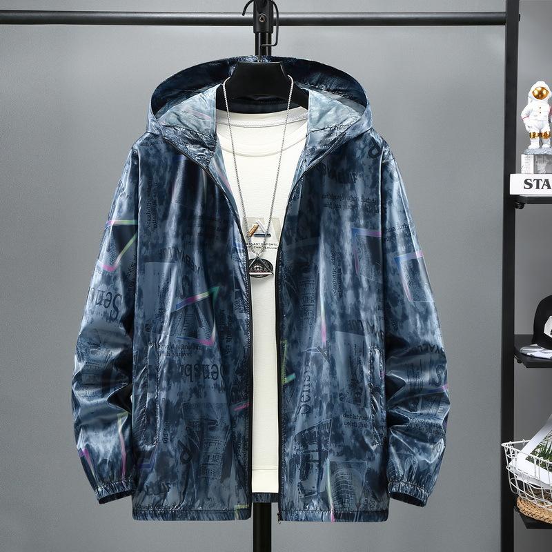 Men's Summer Ice Silk Sun Protection Clothing Thin Section UV Protection Plus Size Sun Protection Clothing Asian Size 4XL-10XL