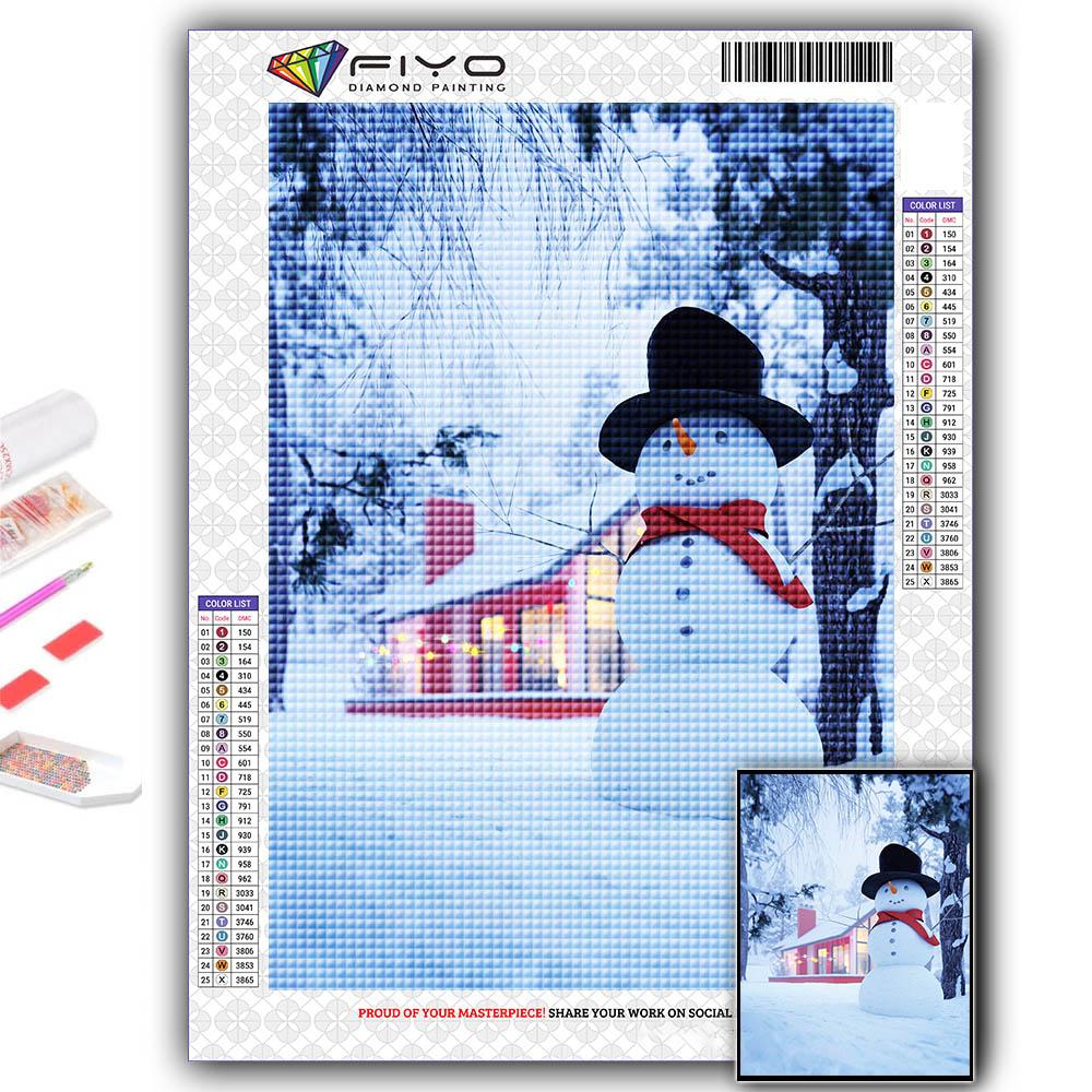 Алмазная картина Рождественская елка Санта-Снеговик Вышивка крестом Стразы Домашний декор