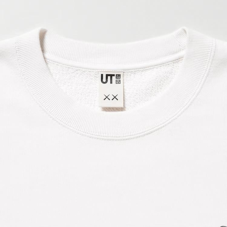 Uniqlo X Kaws Коллаборация Весна/Лето 23 Однотонный Плавающий Принт Кукла Круглый Вырез Пуловер С Длинным Рукавом Вязаный Свитер Унисекс Свитер Белый 467395-01