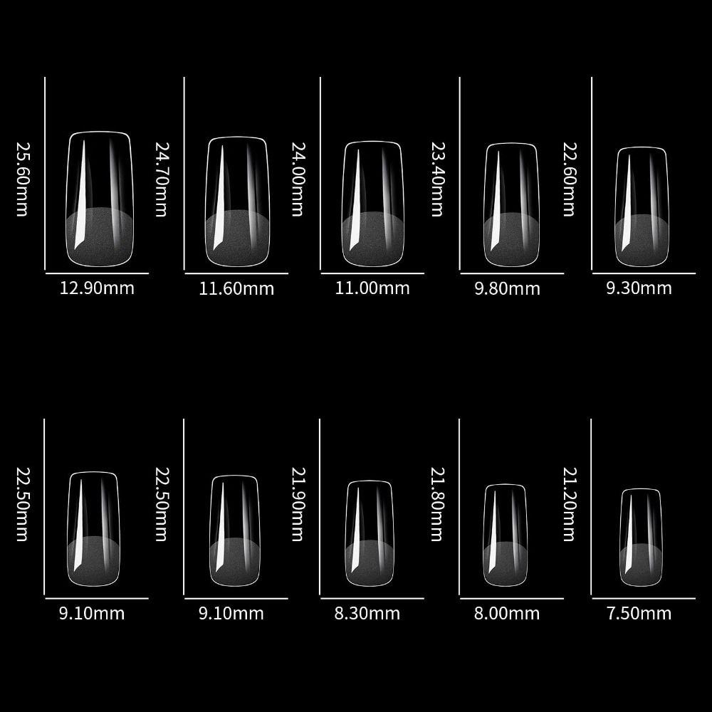 100 шт. Акриловые накладные ногти Миндаль Квадрат Предварительно запиленные Накладные ногти Нейл-арт Наращивание