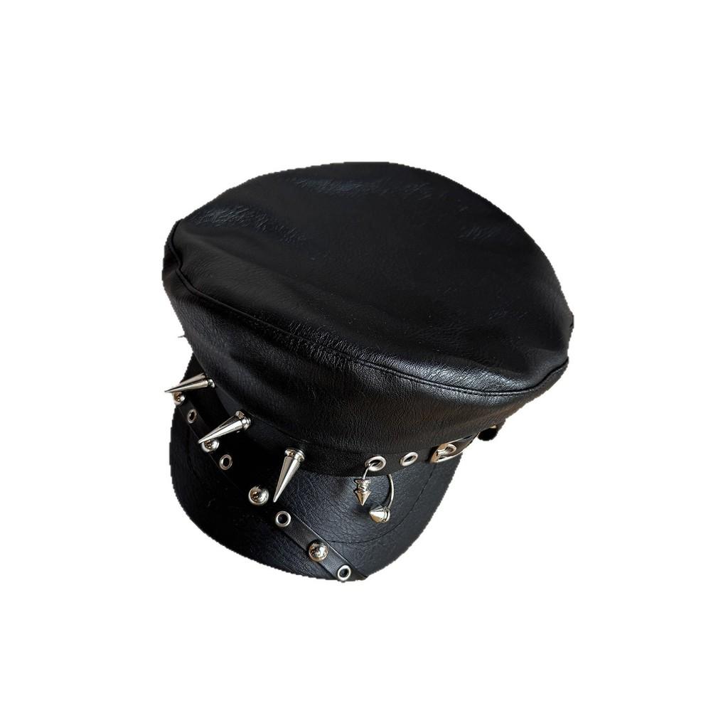 Rivet Solid Color Alternative Streetwear Flat Top Hat Waterproof Punk Goth Fans
