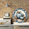 8x8 Inch Blue Pumpkin Metal Wall Art Round Wreath Sign Halloween Christmas Home Decor