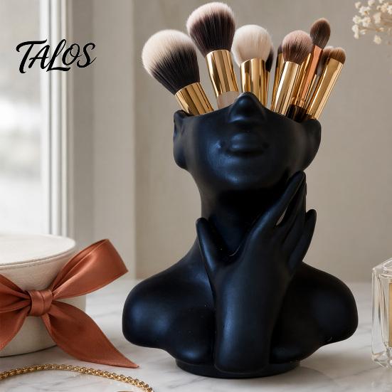 Talos 3D-печатная скульптура лица, подставка для ручек, эстетичная настольная организация, вместительная чашка-держатель для кистей для макияжа на стол, водонепроницаемое хранилище для портретов