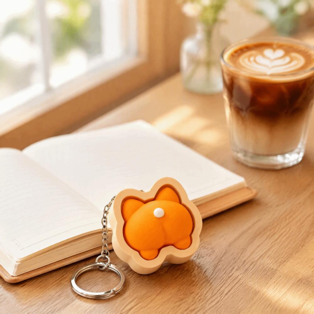 Cartoon Animals Finger Button Clicker Soft Squeeze Toy Keychain Fidget Keychain Holiday Gifts