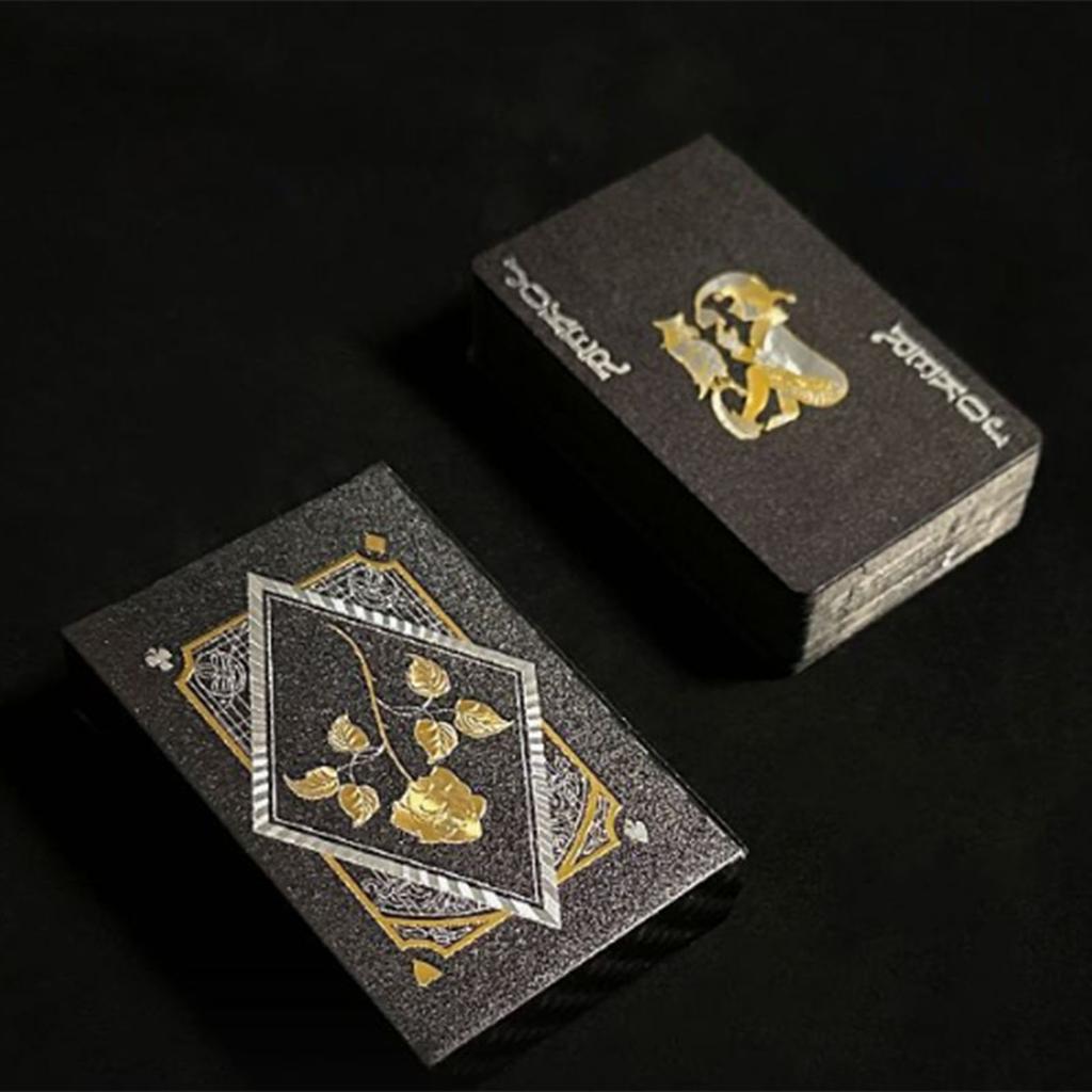 Luxurious Waterproof Plastic Playing Cards Frosted Deck Card with Gold Foil Square Shimmering Poker Set for Party Games