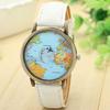 Watch Fashion Global Travel by Plane Map Women Watches Denim Fabric Bands
