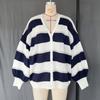 Women's Autumn and Winter Loose Striped Casual Cardigan Sweater