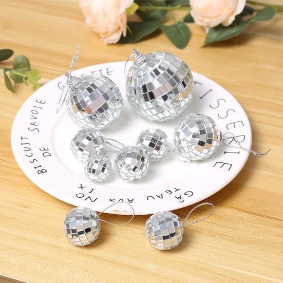 Hanging Ornament Reflective Silver Color Mirror Disco Balls Holiday Party Scene Layout DIY Accessories