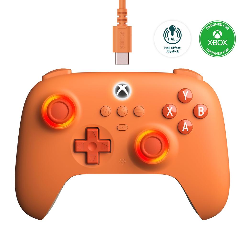 8BitDo Ultimate C Wired Controller for RGB Lighting Fire Ring and Hall Effect Compatible with Xbox Series Xbox Windows Officially Licensed Xbox,