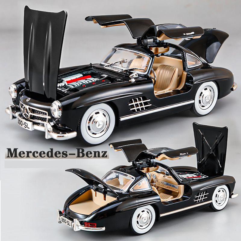 2024 New 1:24 Mercedes Benz 300SL Alloy Classic Vintage Car Model Car Model Diecast Metal Pull Back Sound Light Car For Children Gift