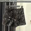 Autumn Black Velvet Shorts Women Sequined Shiny Versatile Short Pants Clubwear High Street