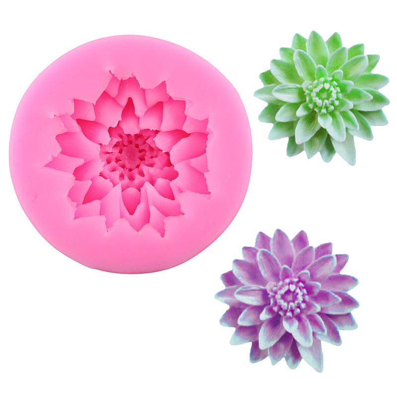 3D цветы лотоса хризантемы свадебные инструменты для украшения торта DIY силиконовые формы для выпечки помадки свечи мыла формы