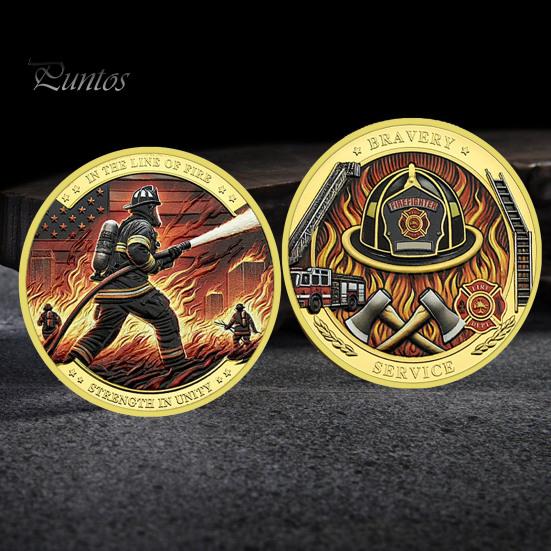 1 Pc/3 Pcs/5 Pcs Firefighter Souvenir Coin Fireman Rescue Department Souvenir Coin Lightweight Firefighter Collectible Coin for Boss Day Employee