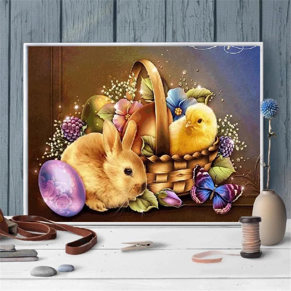 5D алмазная вышивка кролик искусство горный хрусталь полная дрель квадратная круглая алмазная живопись животное курица ремесленный комплект подарок ручной работы