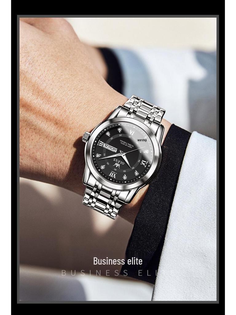 Oulishi Кварцевые Люминесцентные Часы с Двойным Календарем для Мужчин и Детей