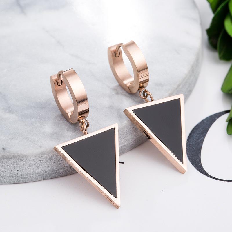 Rose Gold Geometric Titanium Steel Earrings for Women - Stylish, Simple Designs
