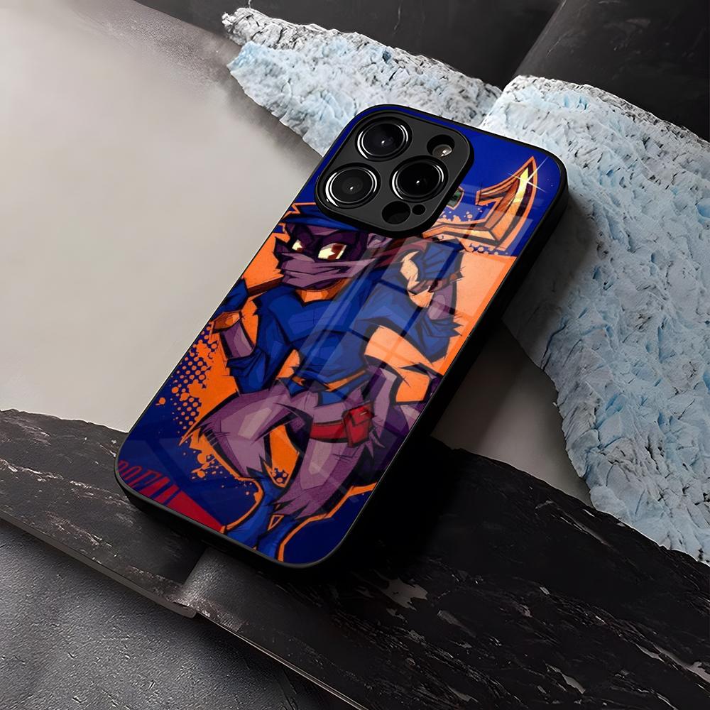 Мультяшный чехол Sly Cooper для телефона из закаленного стекла для iPhone 16 13 14 12 15 11 Pro Max Plus Mini X XR SE2020 Coque