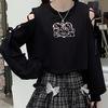 Women's Clothes Solid Color Gothic Women's Sweatshirt Hollow Out Long Sleeve Casual Pullover Summer Autumn Y2k Top